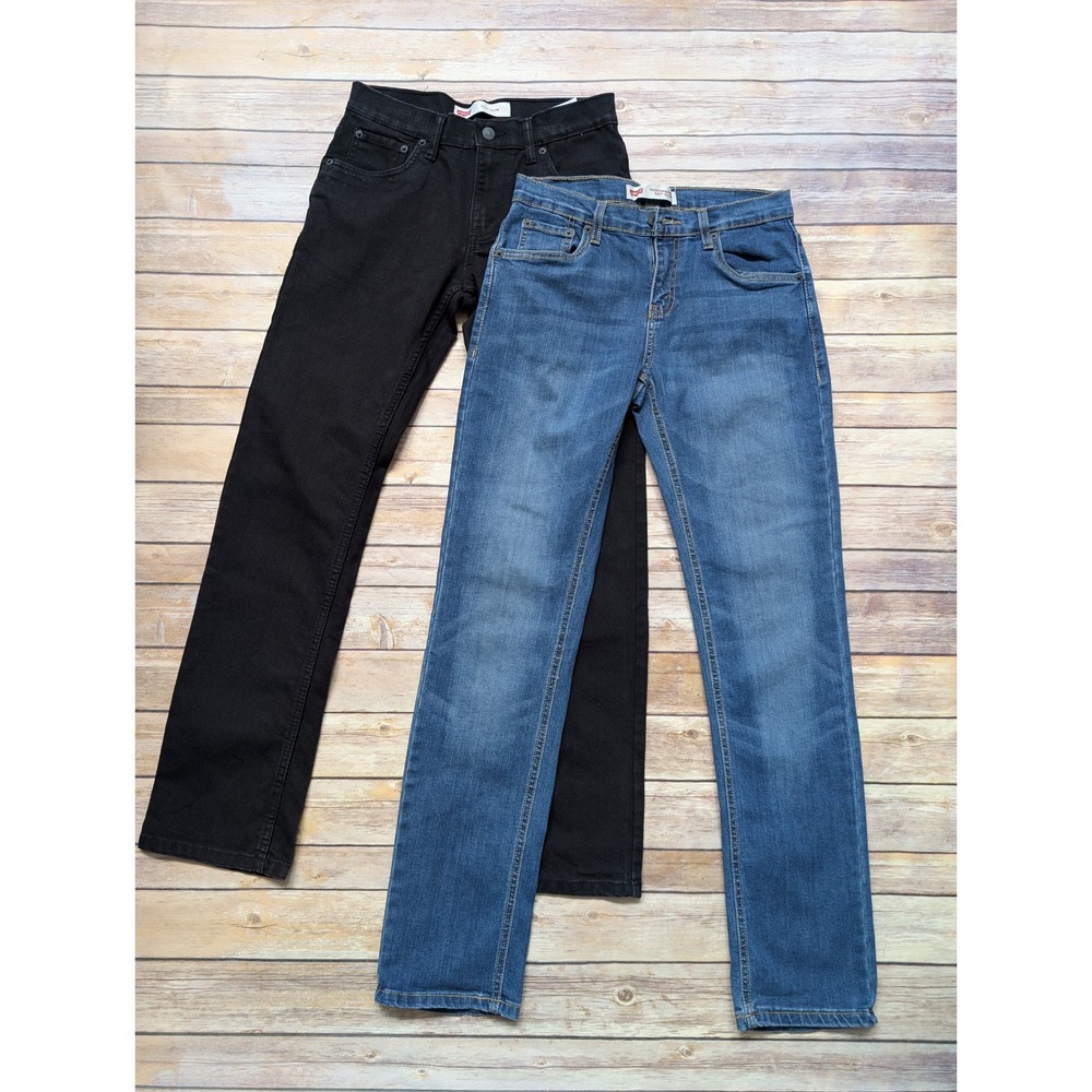 Levi's 511 Slim Fit Jeans Kids 16 Regular Cotton Blend Blue Black 2 Pack Lot